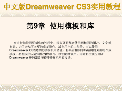 《中文版Dreamweaver CS3网页制作实用教程》课件第9章