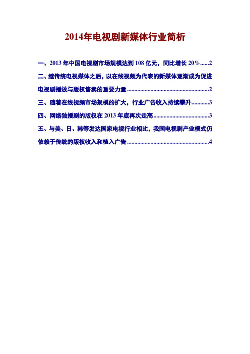 2014年电视剧新媒体行业简析