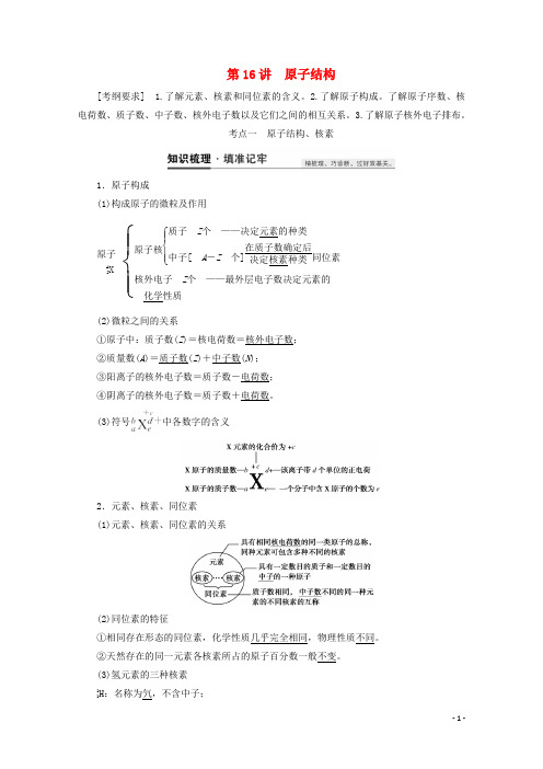 高考化学一轮复习第16讲原子结构教案鲁科版