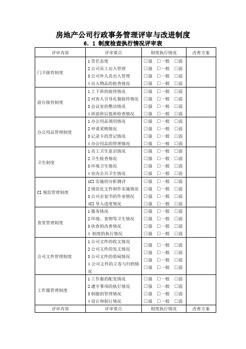 大型房地产公司行政事务管理评审与改进制度