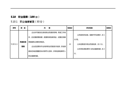 职业健康评审标准