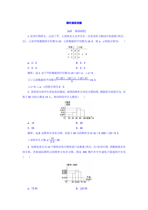 2018届高三数学(理)一轮总复习课时规范训练第十章统计与统计案例、算法初步10-2Word版含答案