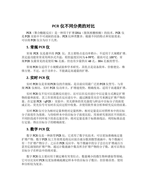 PCR仪不同分类的对比