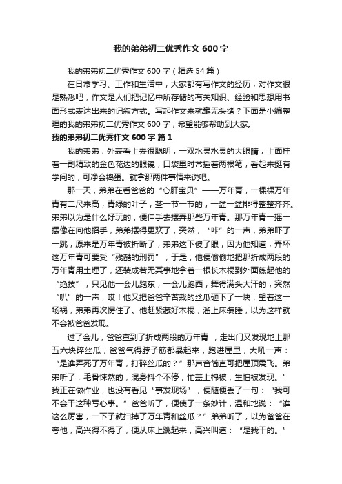 我的弟弟初二优秀作文600字（精选54篇）