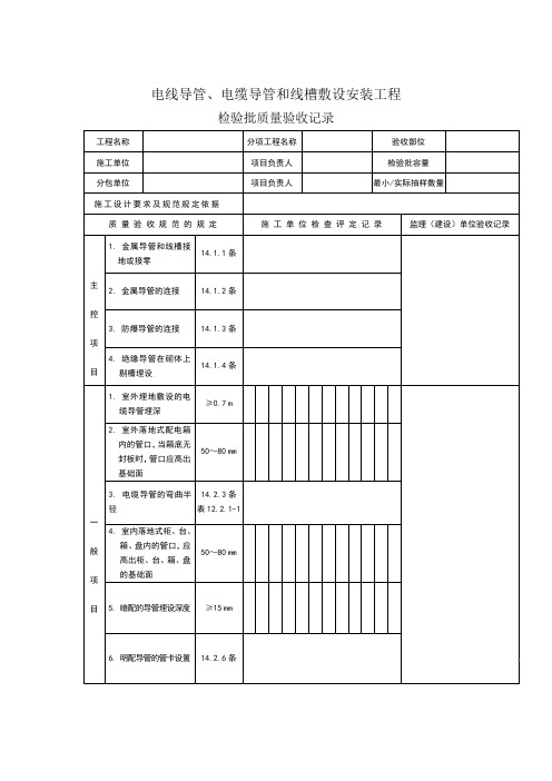 电线导管、电缆导管和线槽敷设安装工程质量验收记录