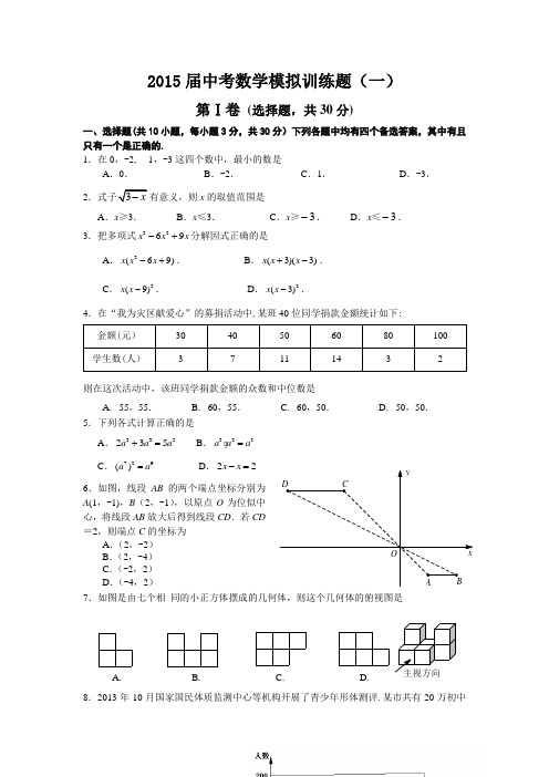 2015届中考数学模拟训练题(一)