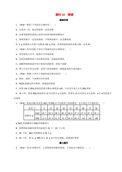 广东省2020中考化学习题：课时10_溶液_含答案