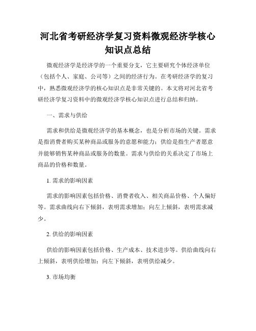 河北省考研经济学复习资料微观经济学核心知识点总结