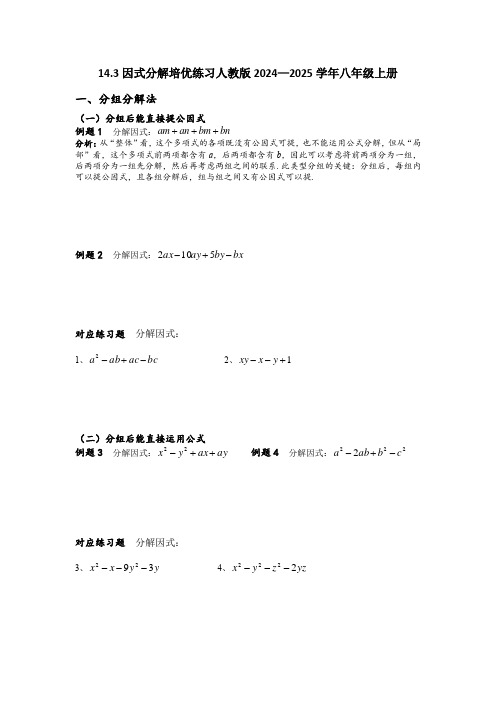 14.3因式分解培优练习人教版2024—2025学年八年级上册