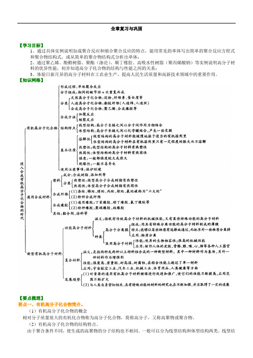 高中化学选修5之知识讲解_《进入合成有机高分子化合物的时代》全章复习与巩固_提高