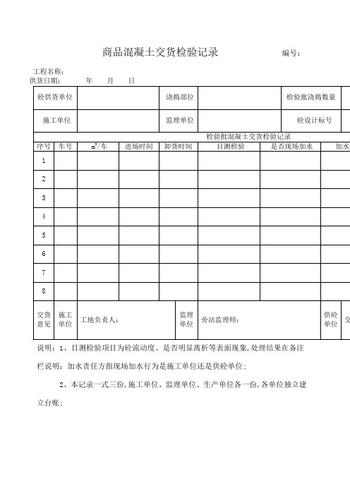 混凝土交货检验记录