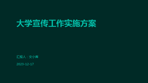 大学宣传工作实施方案