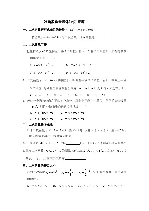 二次函数知识点复习