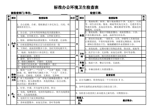 标准办公环境卫生检查表