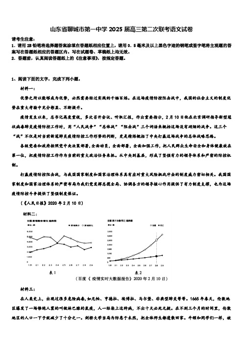 山东省聊城市第一中学2025届高三第二次联考语文试卷含解析