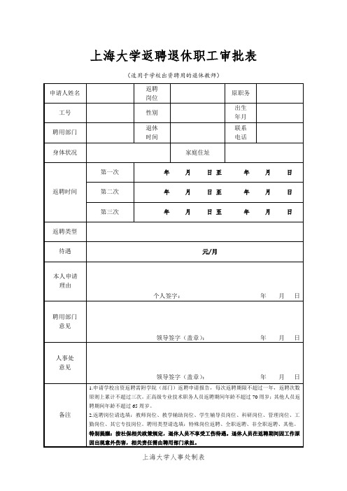 上海大学返聘退休职工审批表(学校).doc