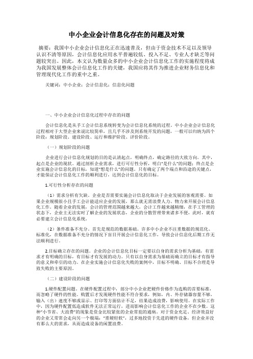 中小企业会计信息化存在的问题及对策