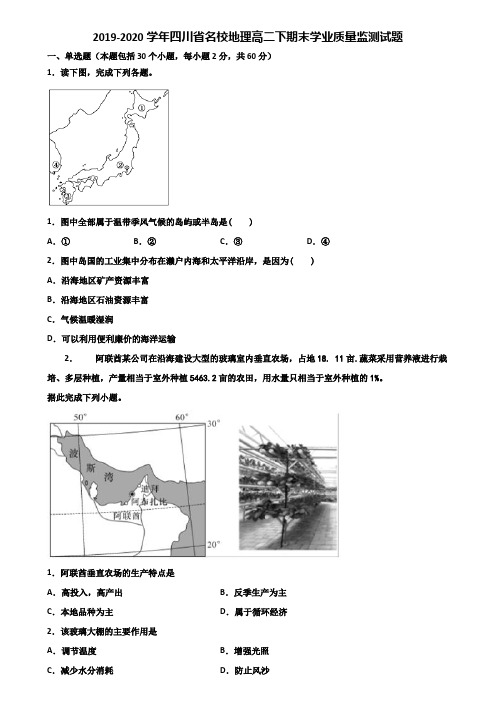 2019-2020学年四川省名校地理高二下期末学业质量监测试题含解析