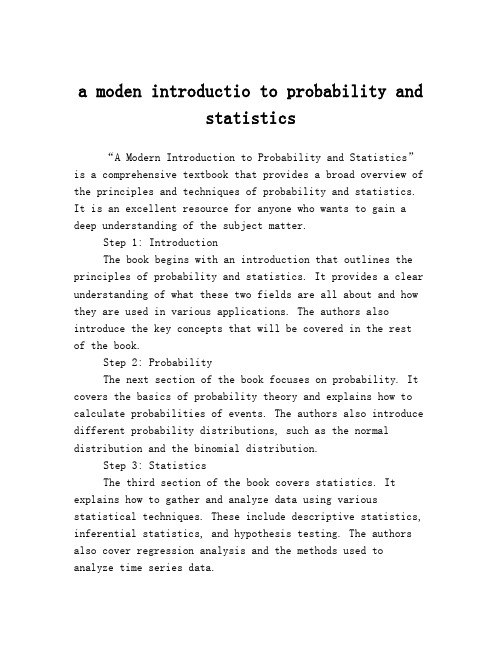 a moden introductio to probability and statistics