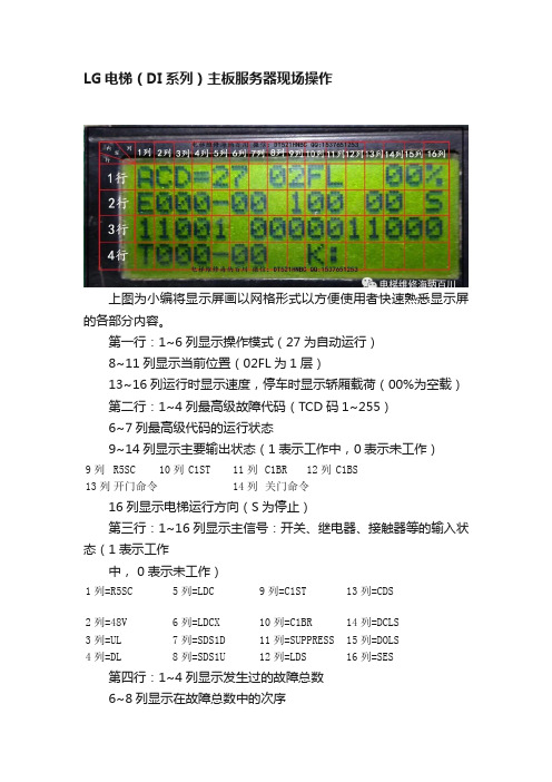 LG电梯（DI系列）主板服务器现场操作