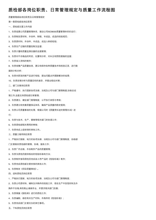 质检部各岗位职责、日常管理规定与质量工作流程图