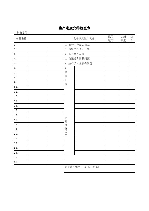 生产进度安排检查表