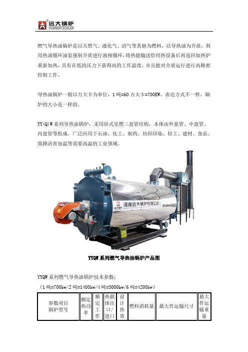 1吨、2吨、4吨、6吨燃气导热油锅炉型号参数