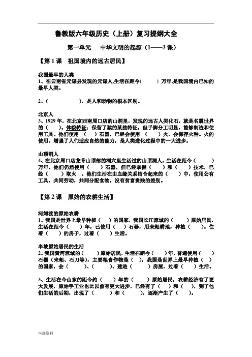 可打印鲁教版六年级历史上册复习大全