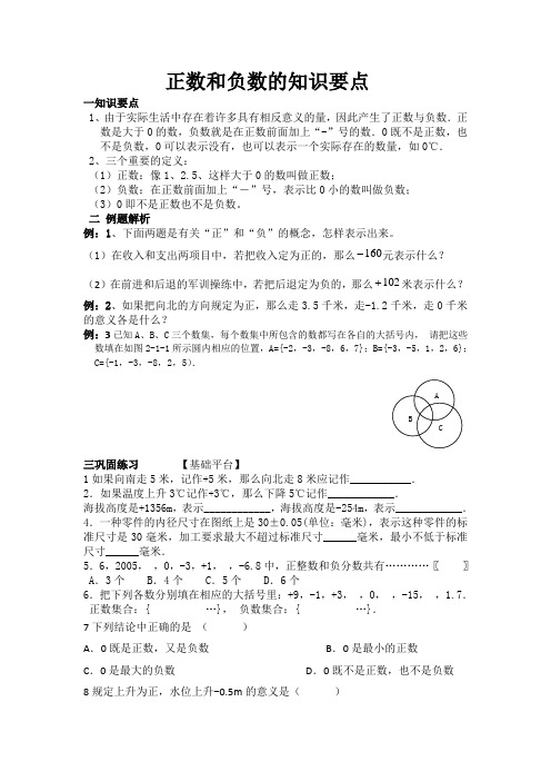 1.1-1正数和负数的知识要点