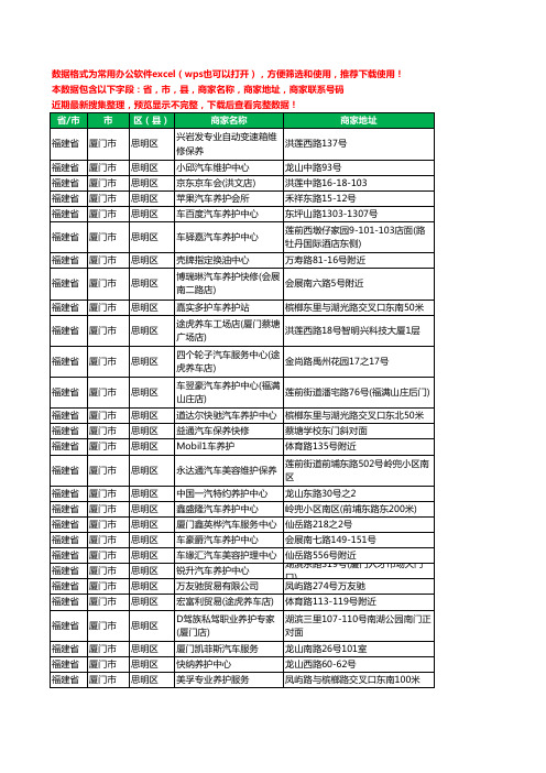 2020新版福建省厦门市思明区汽车保养工商企业公司商家名录名单联系电话号码地址大全89家