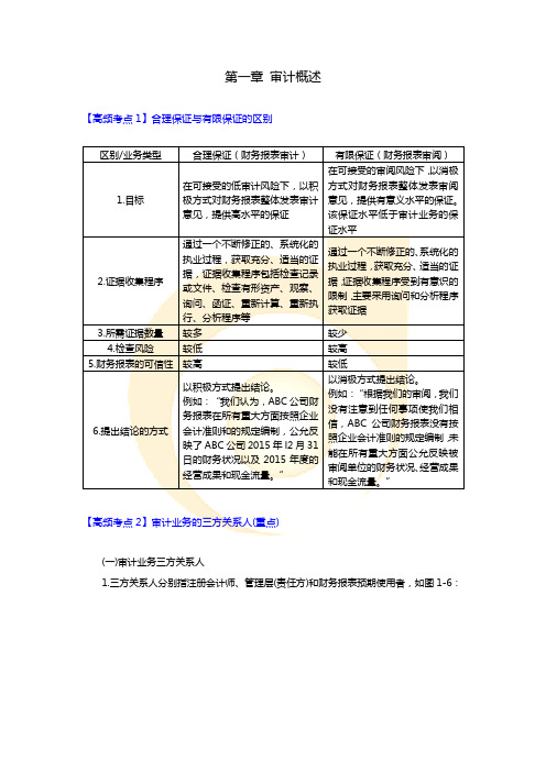 中国注册会计师考试2017年《审计》第一章高频考点