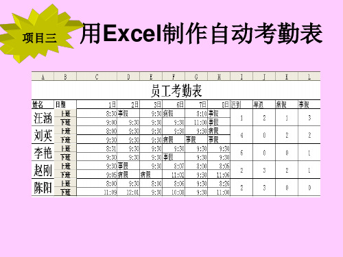 Excel教学案例自动考勤表的制作