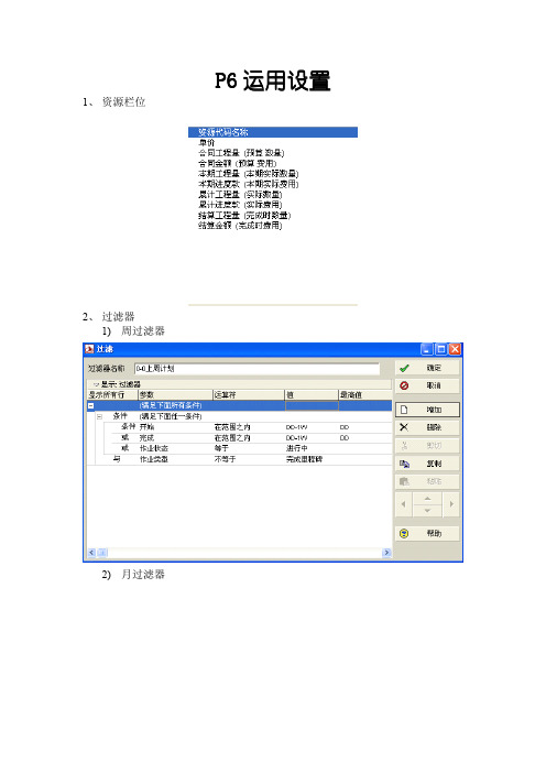 P6软件运用设置