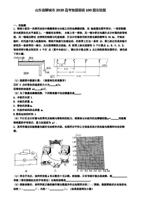 山东省聊城市2020高考物理易错100题实验题