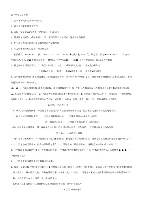 新苏教版五年级数学下册知识点概括