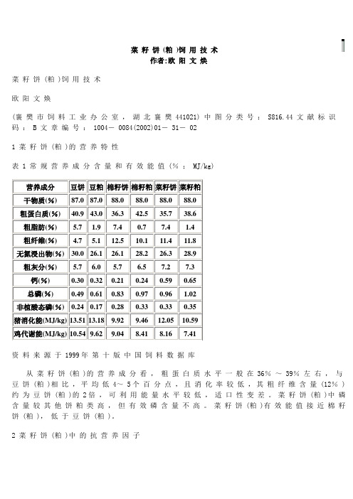 菜籽粕饲用技术