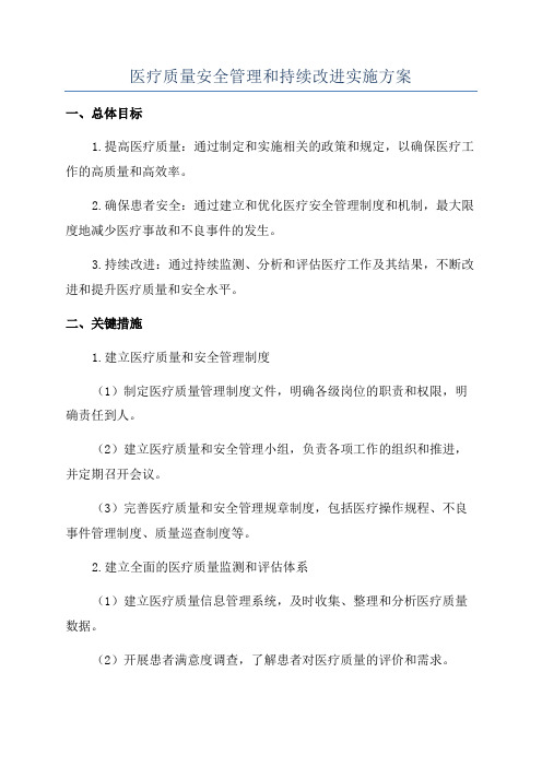 医疗质量安全管理和持续改进实施方案