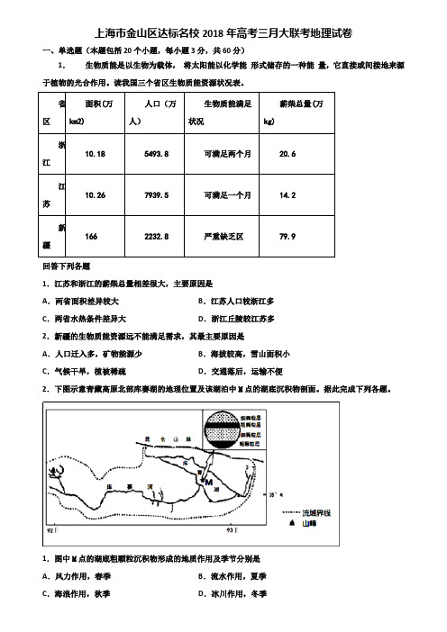 上海市金山区达标名校2018年高考三月大联考地理试卷含解析