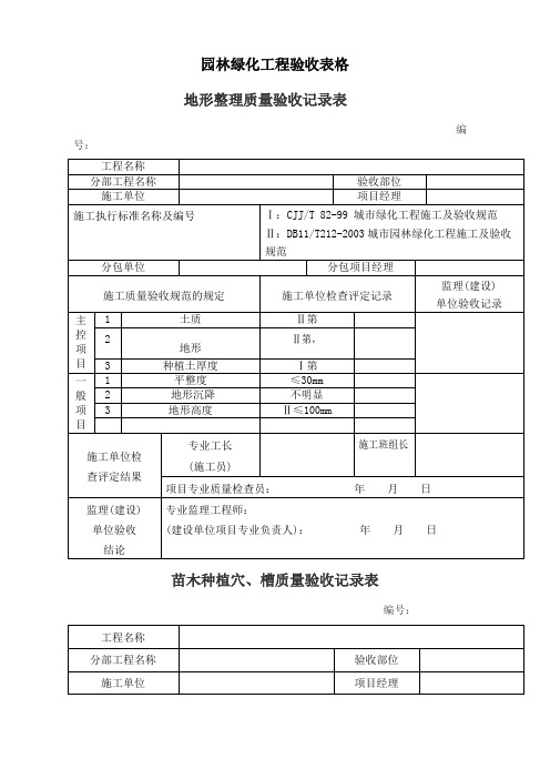 园林绿化工程验收最全表格样板