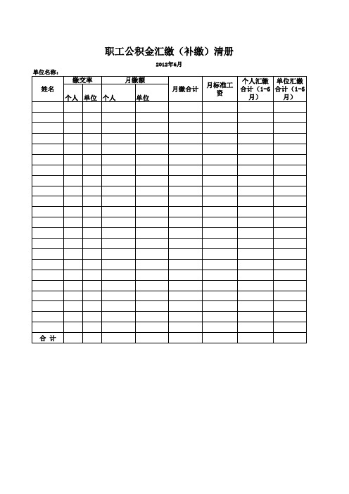 职工公积金汇缴(补缴)清册