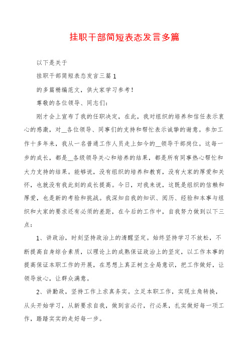 挂职干部简短表态发言多篇