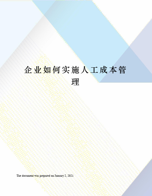 企业如何实施人工成本管理