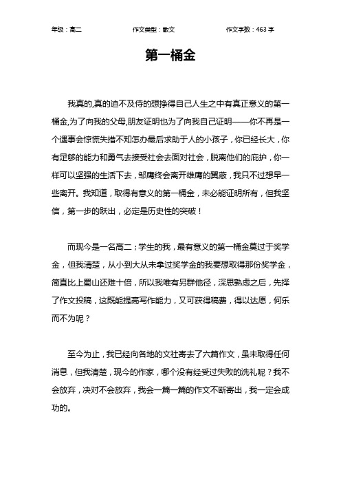 第一桶金作文【高中高二500字】