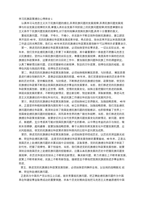 学习民族政策理论心得体会5