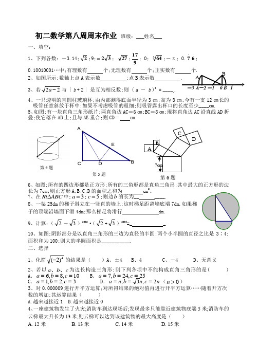 初二数学第八周周末作业