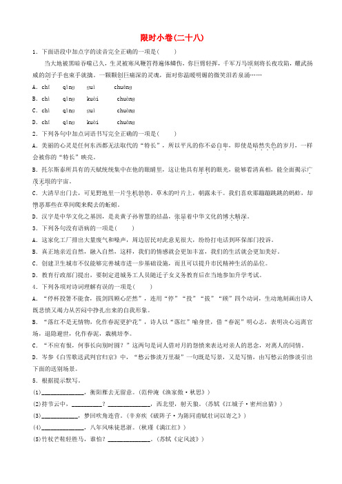 山东省青岛市2019年中考语文总复习限时许(28)