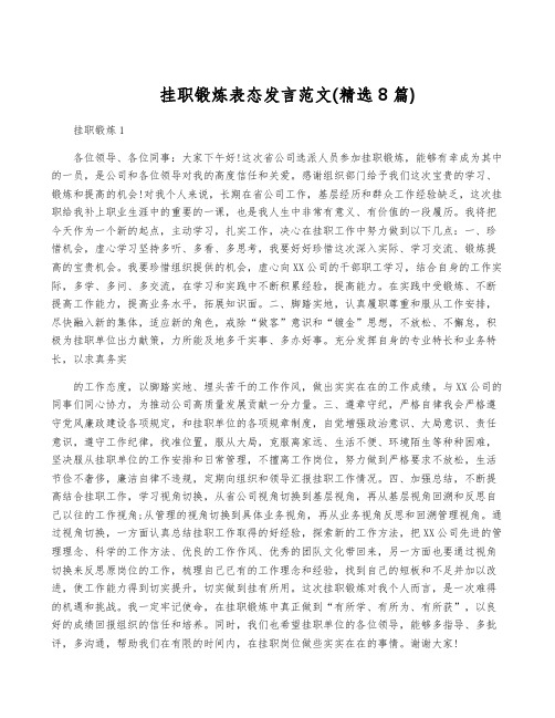 挂职锻炼表态发言范文(精选8篇)