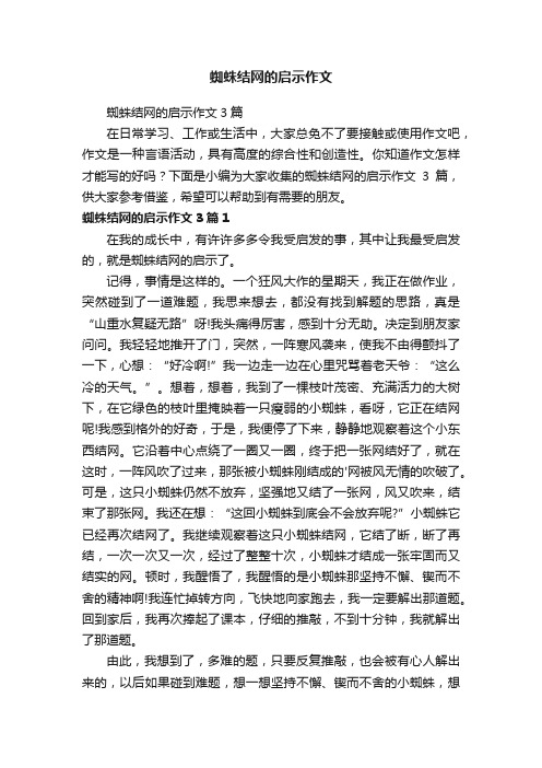 蜘蛛结网的启示作文