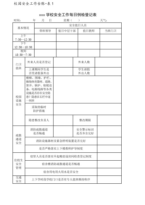 校园安全工作台账