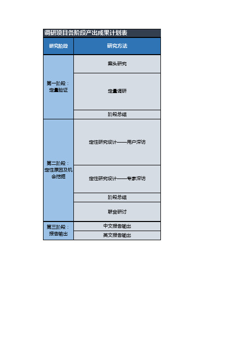 项目模板_调研项目各阶段产出成果计划表